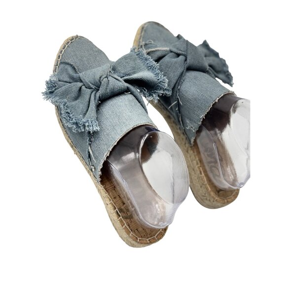 Sam Edelman Womens Sandals Size 7.5M Denim Espadrille With Bow Detail & Frayed E - Picture 2 of 11